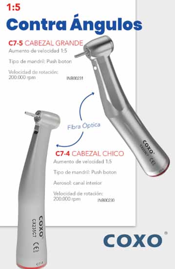 Contraangulo 1:5 multiplicador C7-5 - Cabezal Grande - COXO