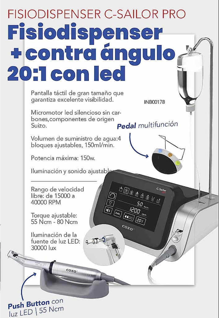 MOTOR - Fisiodispenser +  Contra Ángulo 20:1  Luz LED - Coxo