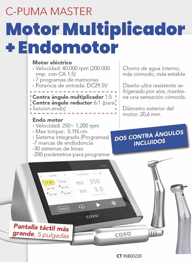 MOTOR - Fisiodispenser +  Contra Ángulo 20:1  Luz LED - Coxo