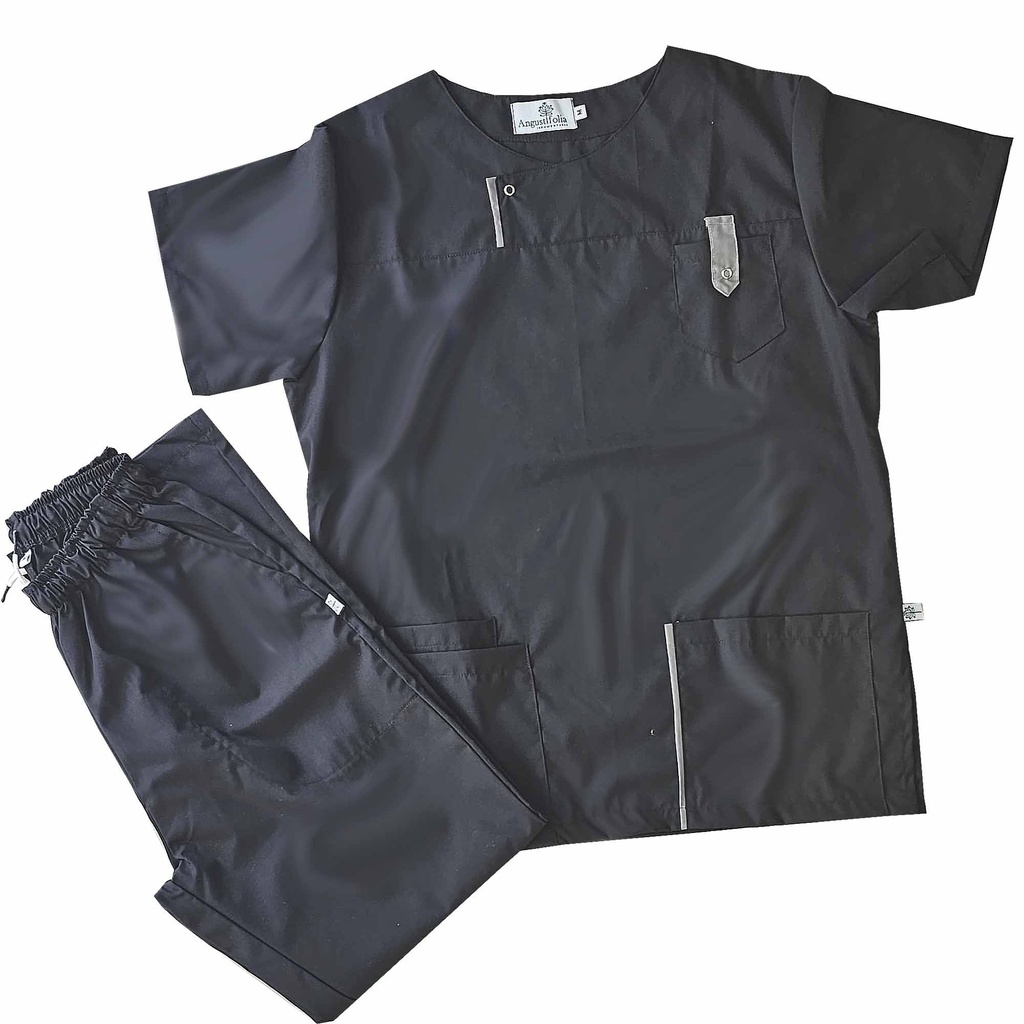 Ambo Mat - Pantalón y chaquetilla - Negro con detalles en gris - Masculino - Angustifolia