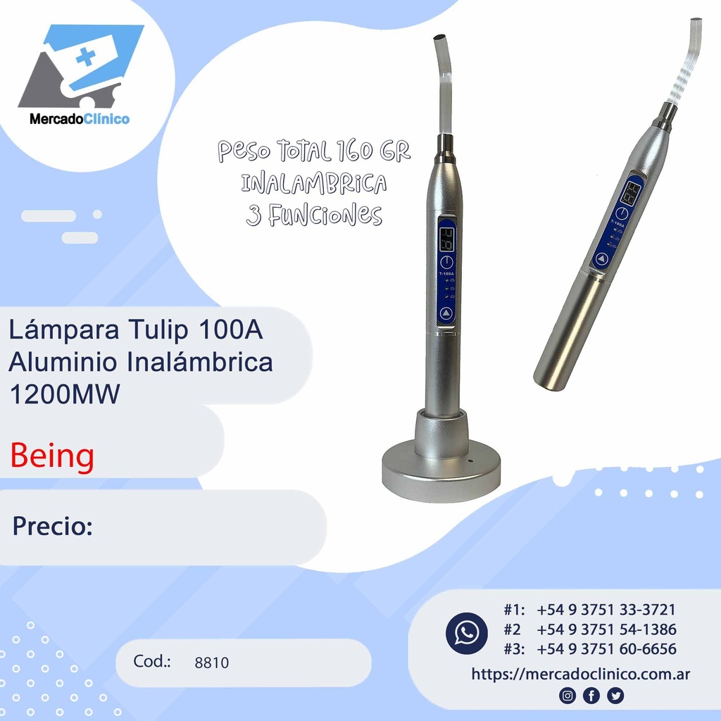 Lampara 1200W  Inalambrica -  Cuerpo Aluminio Gris - Being