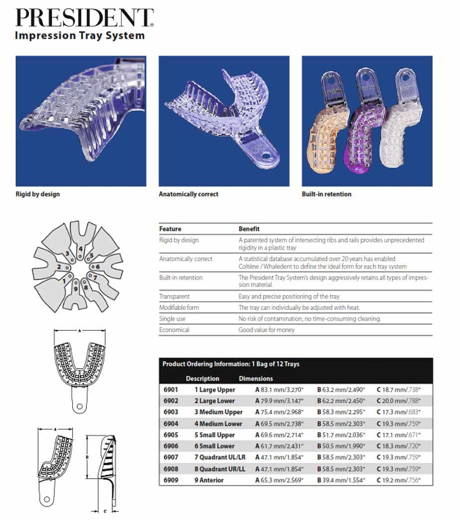 Cubeta President  para implantes, etc - plástica autoclavable - Coltene