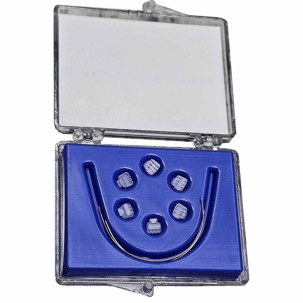 Bracket Caso lingual Clip - Estético - c/ gancho Sup +3 arcos Niti Thermo - Tecnident 