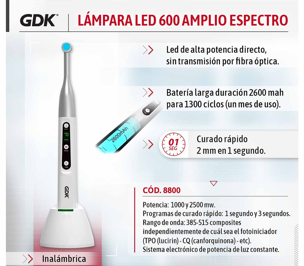 Lampara led 600 HI-POWER - Inalámbrica - 1 segundo - GDK 