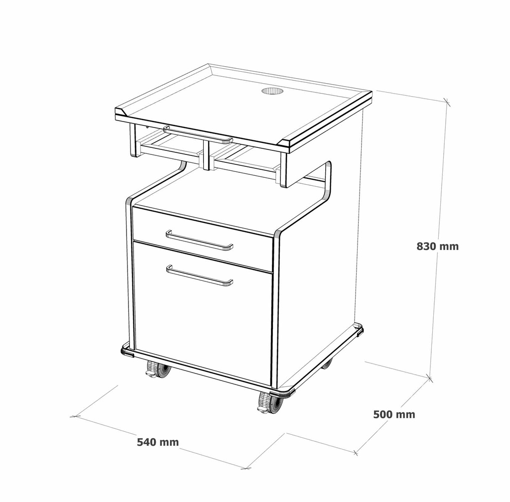 Mueble Rodante Assis Laca -  1 cajón y 1 puerta con Laca - Forms