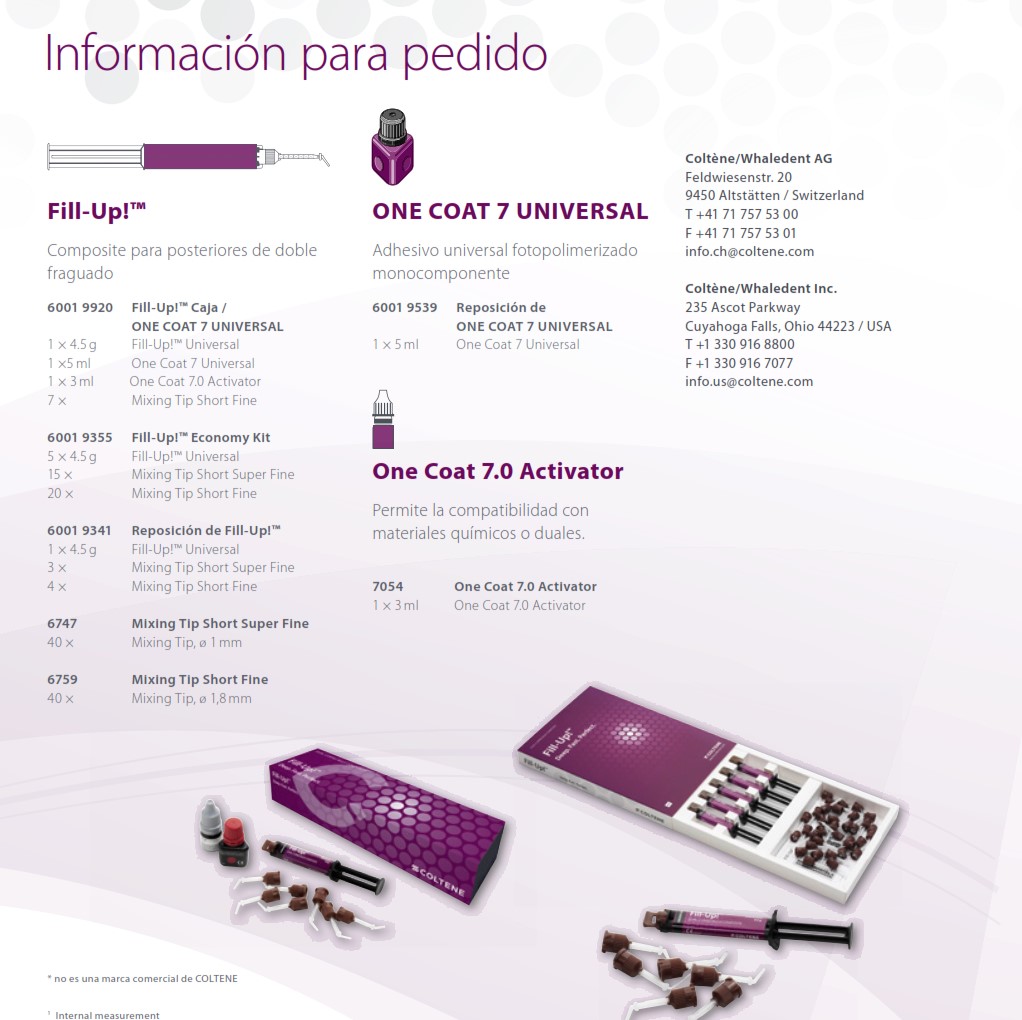 Cemento FILL-UP Composite DUAL 1 JER+ONECOAT 7+Activador - COLTENE