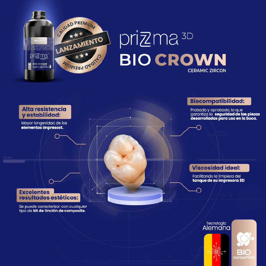 Resina 3D dental - Bio Crown - p/ hacer  Coronas Dentales - Biocompatible - 250gr Prizma