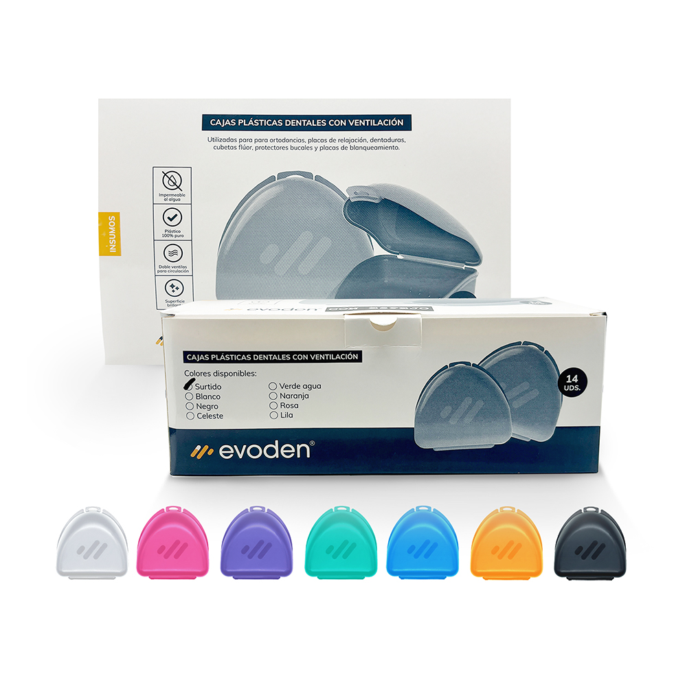 Caja con ESPEJO para placas/ortodoncia/dentadura, caja x 14u SURTIDO - EVODEN
