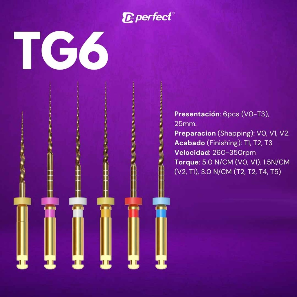 Limas mecanizada  flexible TG6 x 6 limas de 25mm - Perfect