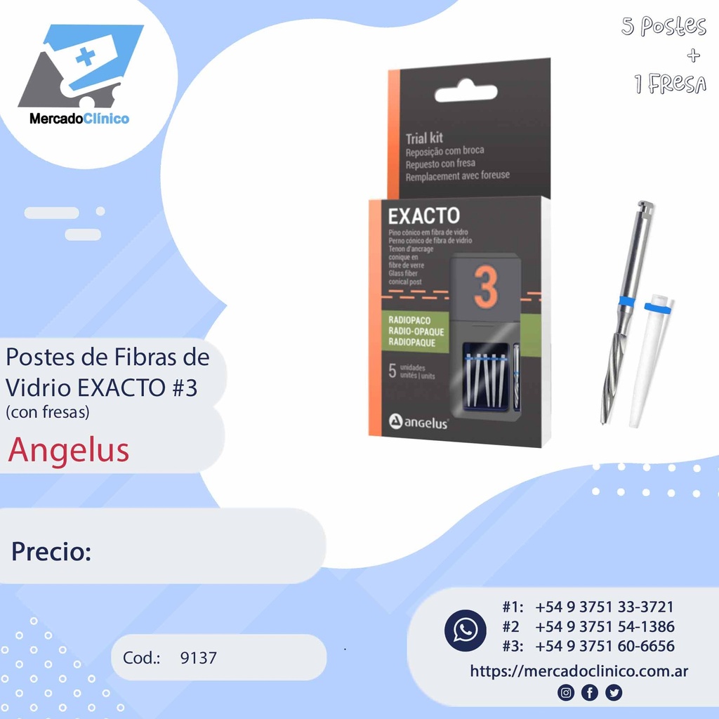Postes de fibra de vidrio  con fresa - EXACTO - Angelus