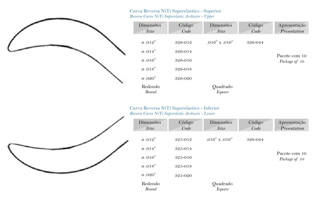 Arco Curva Reversa NiTi Ø Redendo  - Tecnident