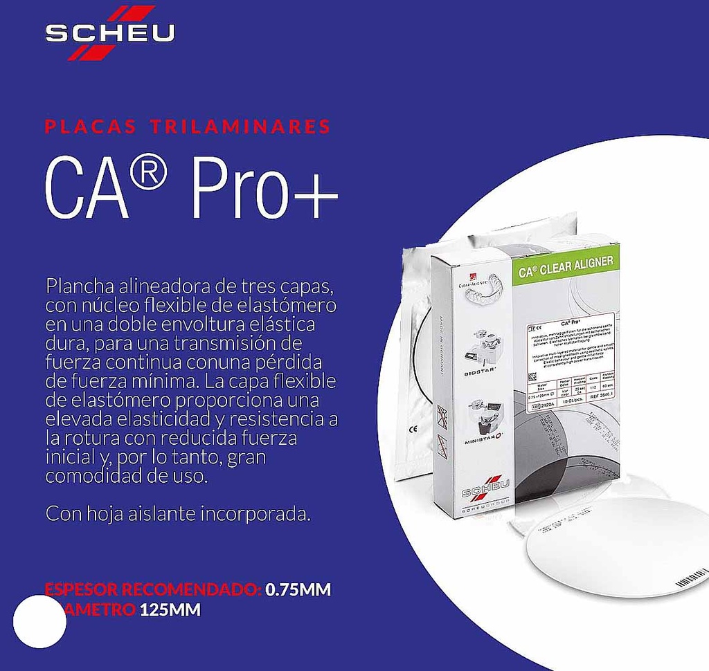 Placas, Laminas Rígidas  transparente Redonda 125Ø- x 10 unidades - 0,80mm (0.03") - TECNIDENT (copia)