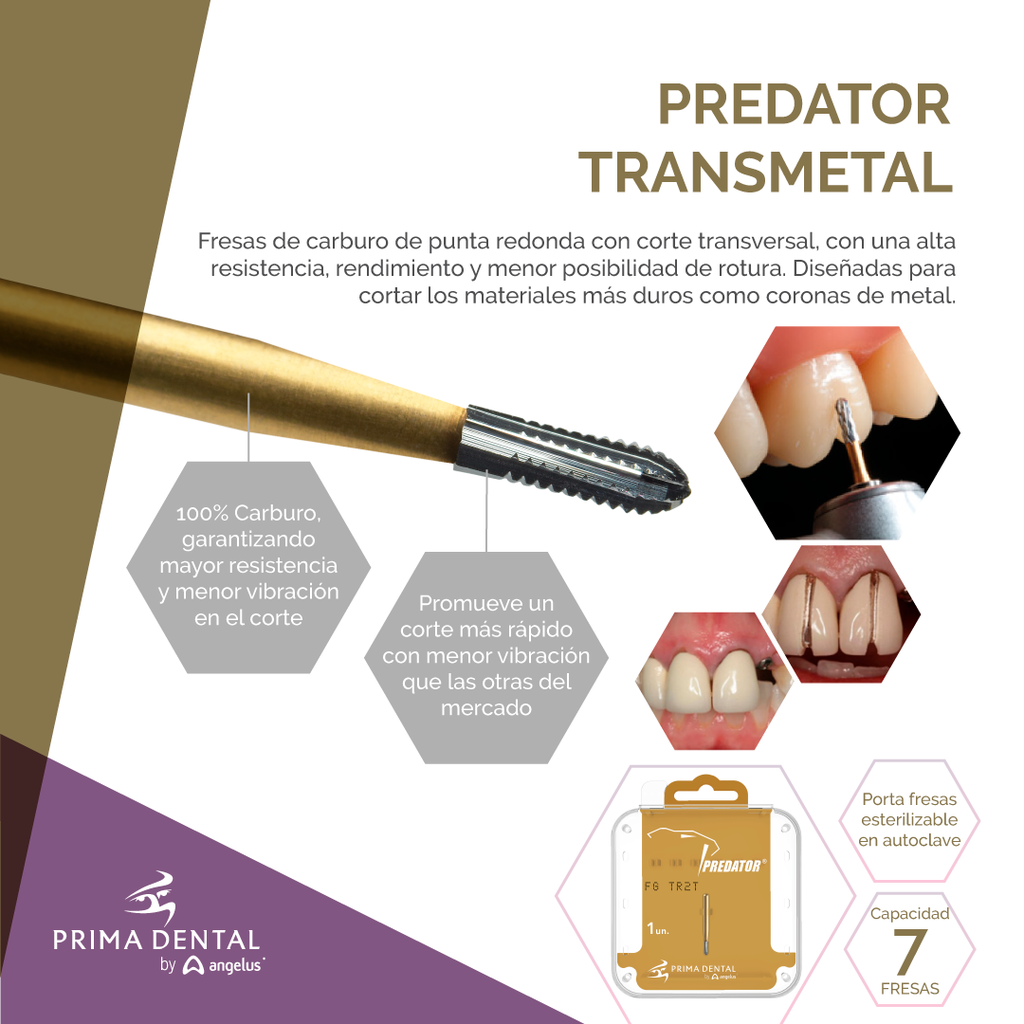 Fresas Transmetales de corte PREDATOR - Prima Dental