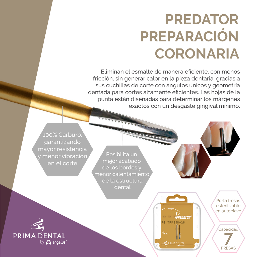 Fresas Transmetales de corte PREDATOR - Prima Dental