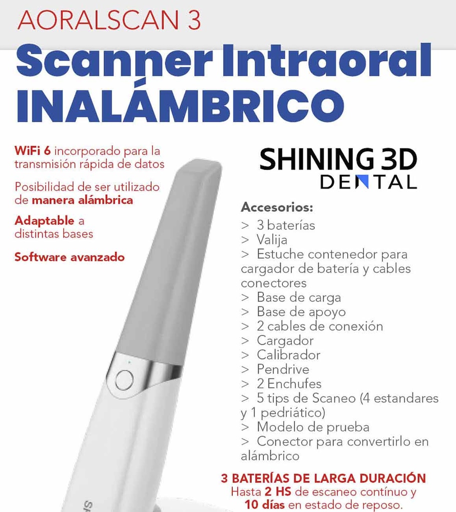 Escaner Scanner Aoralscan 3 - Intraoral- Inalámbrico - Shining 3D