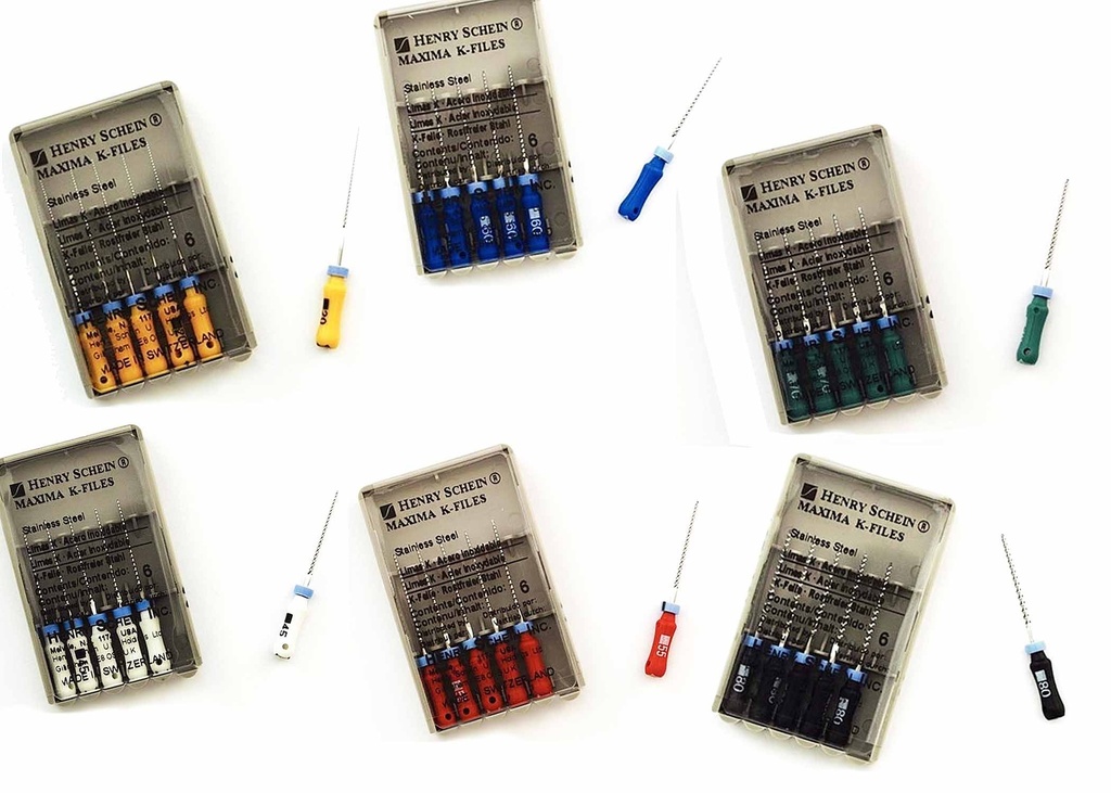 Limas K X6 Unidades iguales - 1ra serie - Dif tamaños - 25 mm - Henry Schein