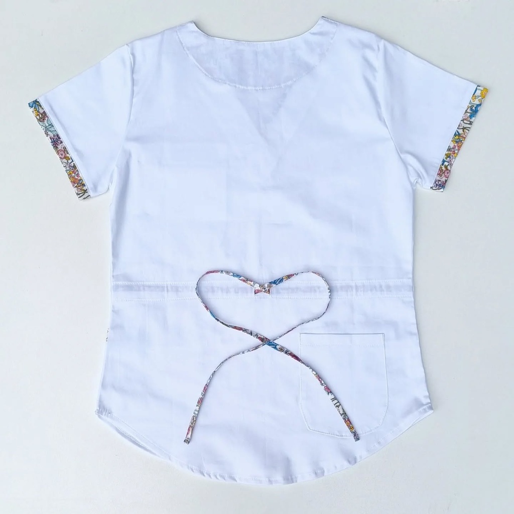 Ambo Selena Expandex Blanco con detalles  en  estampado - Pantalon y Chaquetilla  Femenino - Inprof