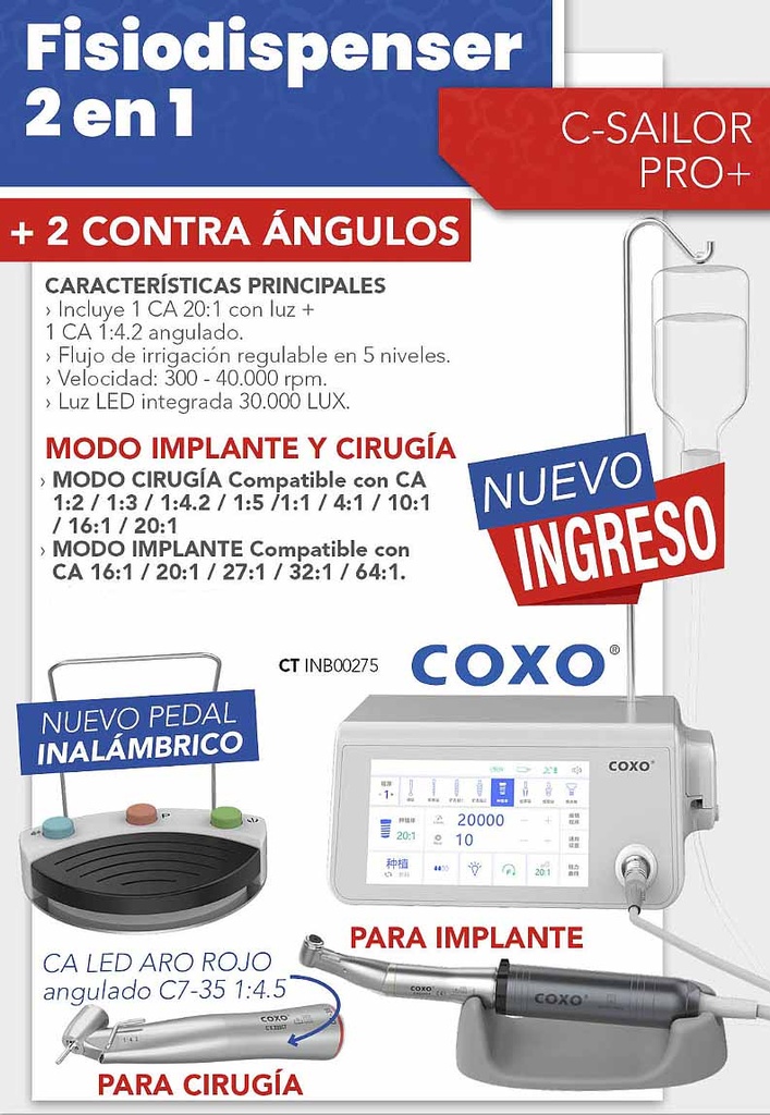 MOTOR - Fisiodispenser +  Contra Ángulo 20:1  Luz LED - Coxo