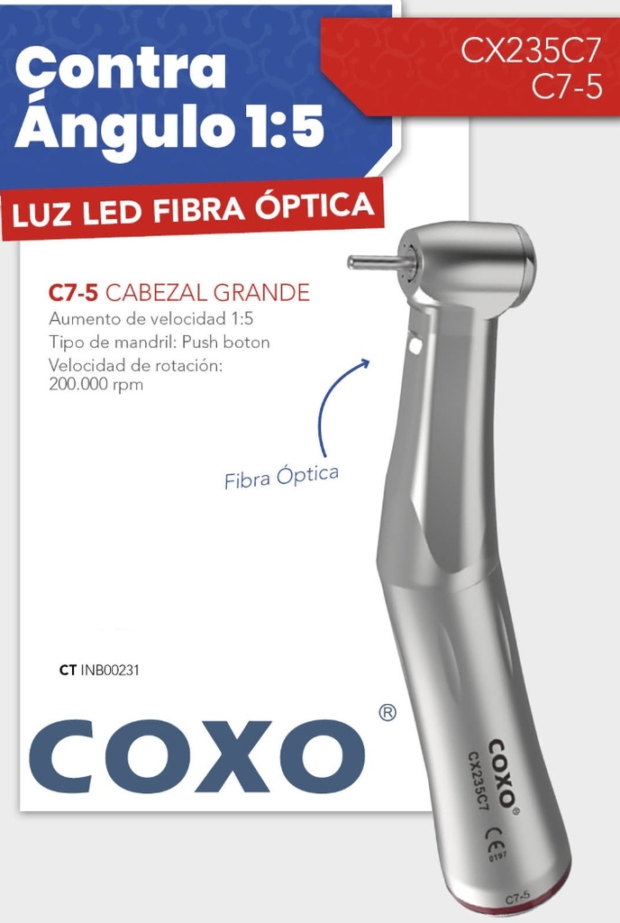 Contraangulo 1:5 multiplicador C7-5 - Cabezal Grande - COXO