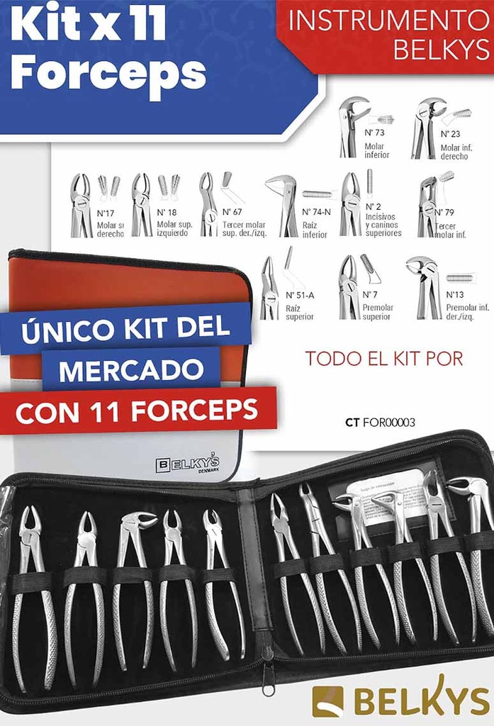 Juego de Pinzas / Forceps p/ Adultos 11 piezas - Belkys