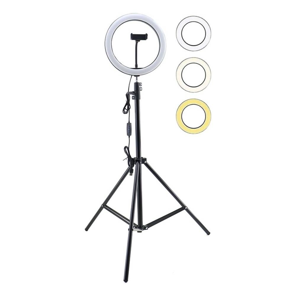 LED Anular Satellite A-MK10 con 3 Soportes + Tripode de 2.10 m
