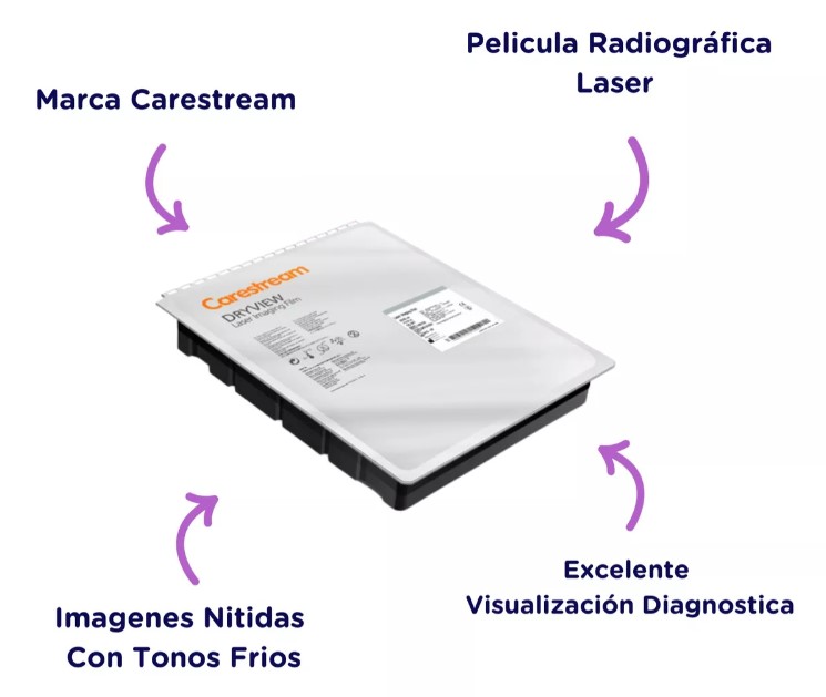 Películas  Radiográficas DRYVIEW - 8 x 10 pulgadas (20 x 25 cm)  . Carestream