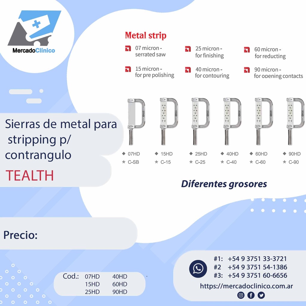 Sierras de metal para  stripping p/  contrangulo de stripping- TEALTH