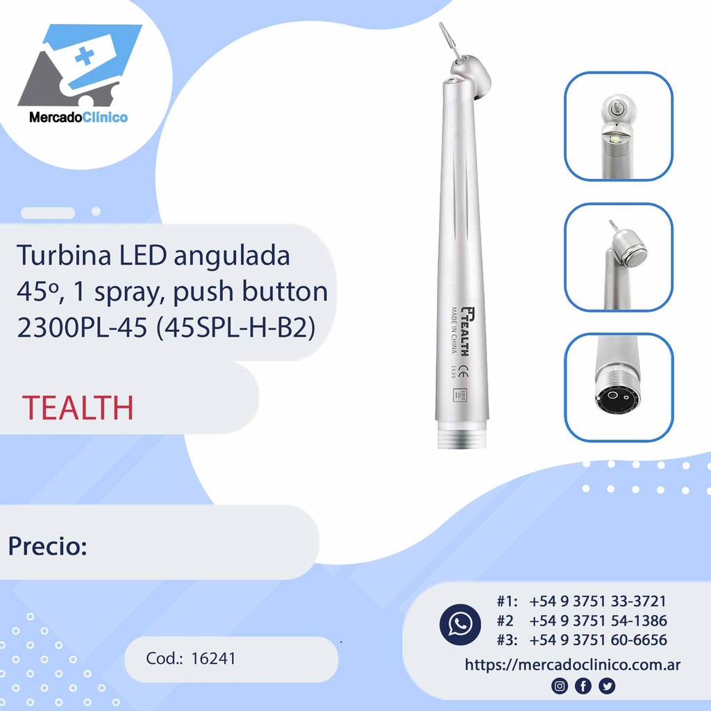 Turbina 2300PL-B2  (TPL3-W-B2) 3Spray - Push button Con led - TEALTH (copia)