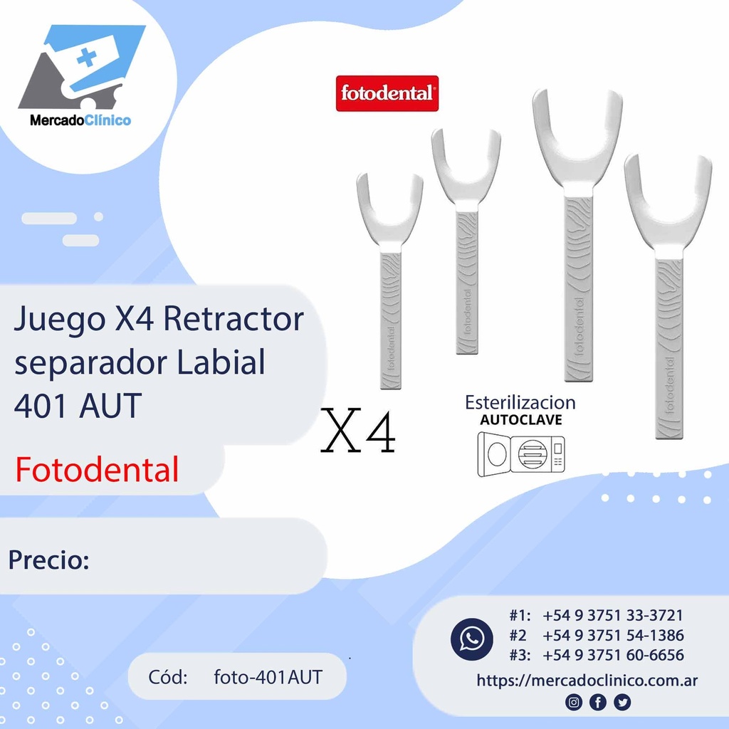 Juego X4 Retractor separador Labial 401 AUT - color blanco - FOTODENTAL
