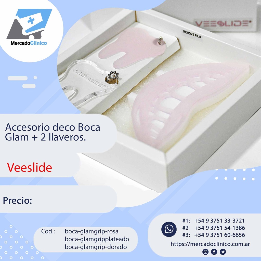 Accesorio deco Boca Glam + 2 llaveros - VEESLIDE