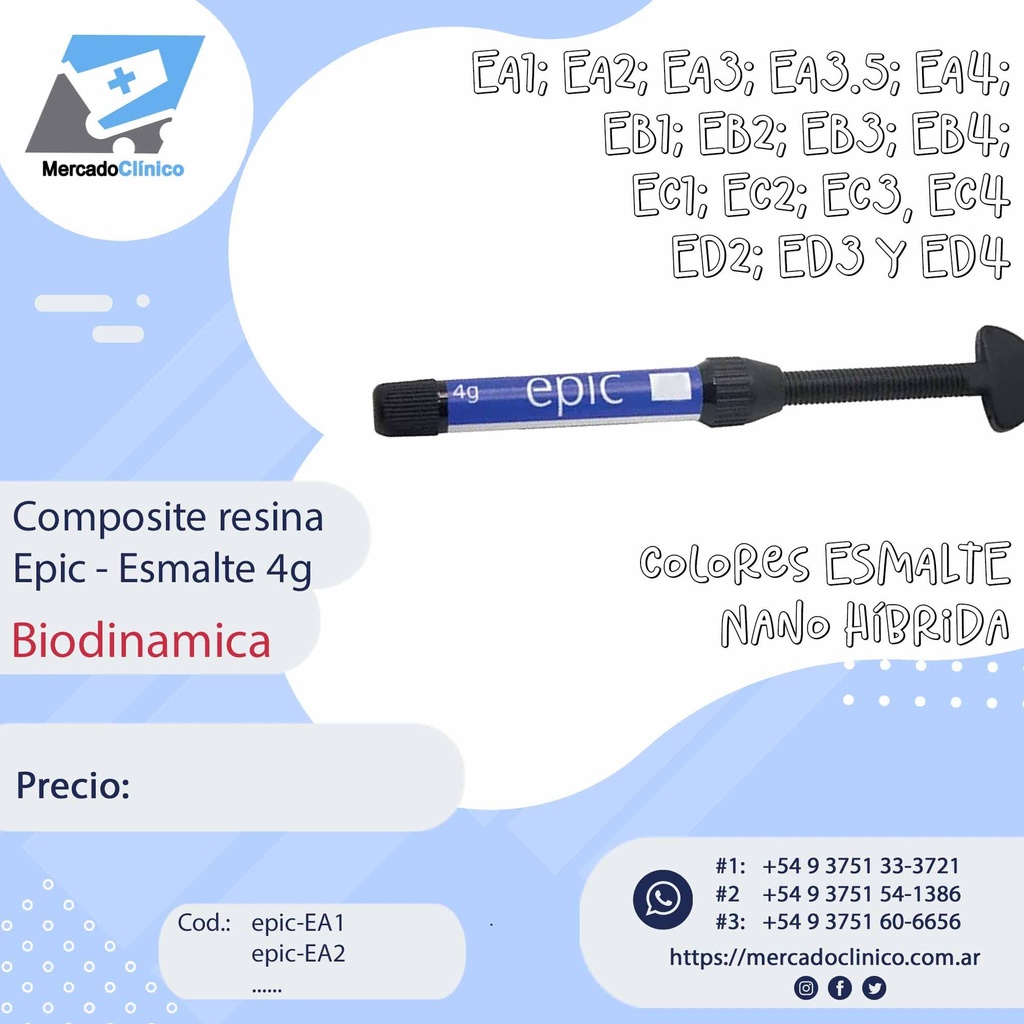 Composite Resina Nano Hibrida Epic 4gr - ESMALTE - BIODINAMICA