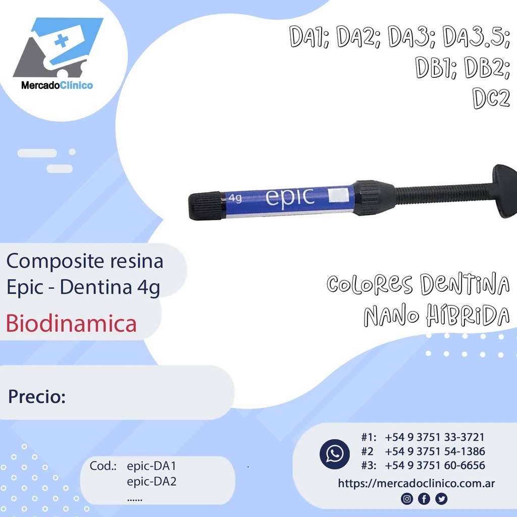 Composite Resina Nano Hibrida Epic 4gr - DENTINA - BIODINAMICA