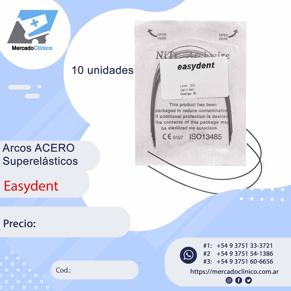 Arcos ACERO superlásticos - Redondos - Easydent