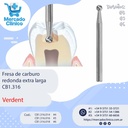 Fresa de carburo redonda extra larga CB1.316 - VERDENT