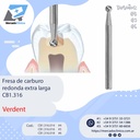 Fresa de carburo redonda extra larga CB1.316 - VERDENT