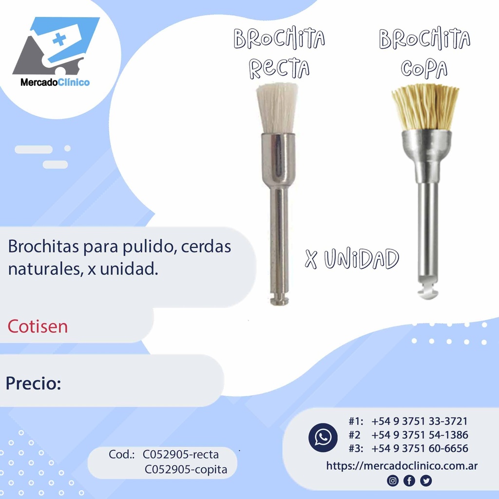 Brochitas para pulido, cerdas 
naturales, x unidad - Cotisen