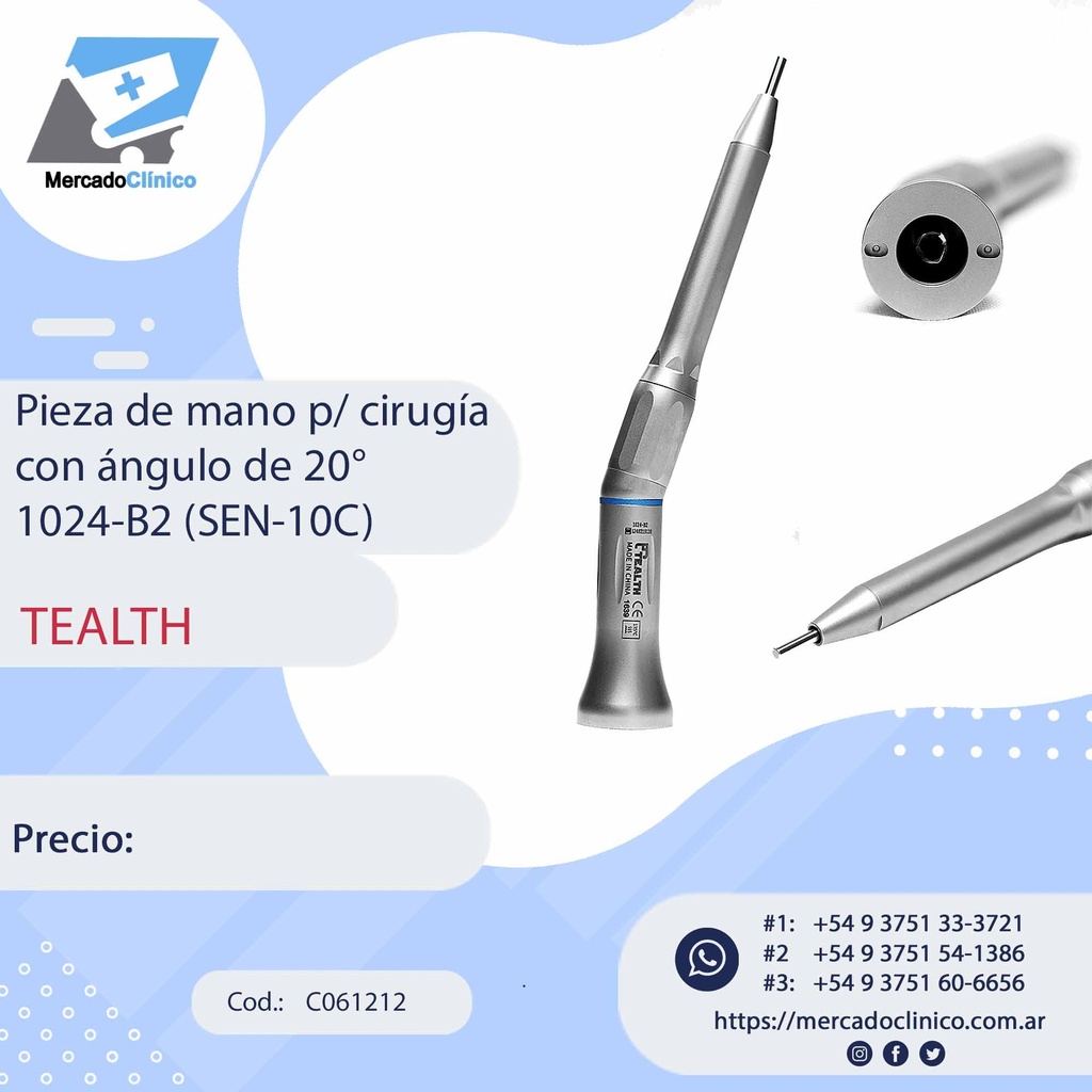 Pieza de mano p/ cirugía con ángulo de 20° 1024-B2 (SEN-10C) - Tealth