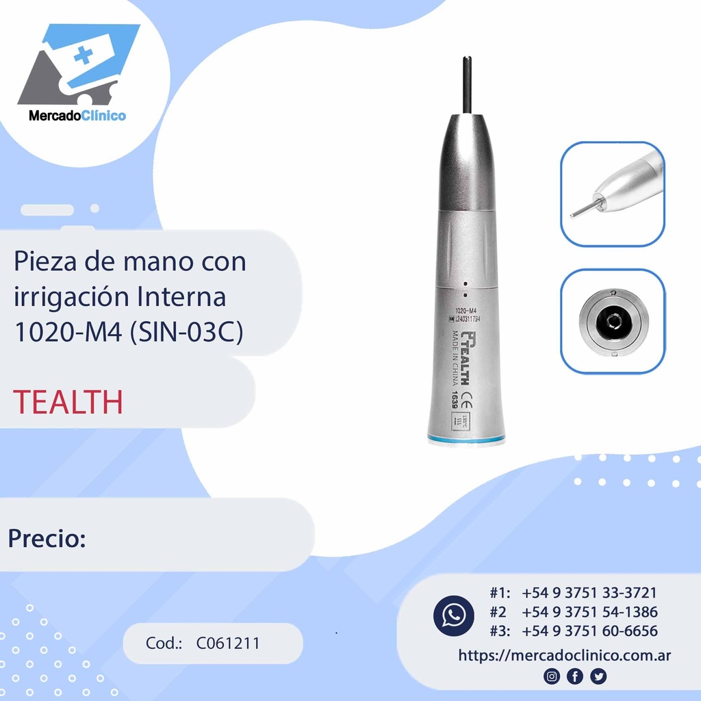 Pieza de mano p/ cirugía con ángulo de 20° 1024-B2 (SEN-10C) - Tealth