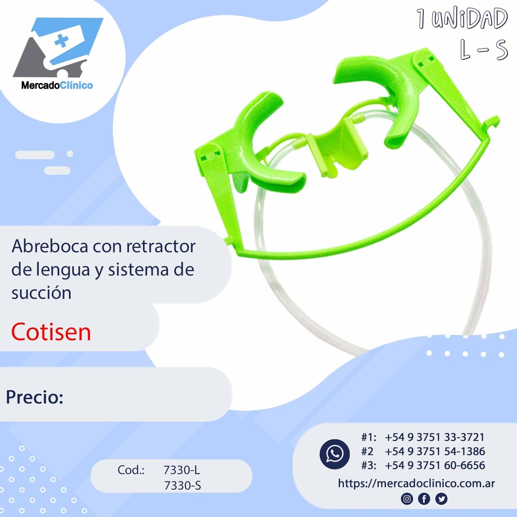 Abreboca con retractor de lengua y sistema de 
succión - Cotisen