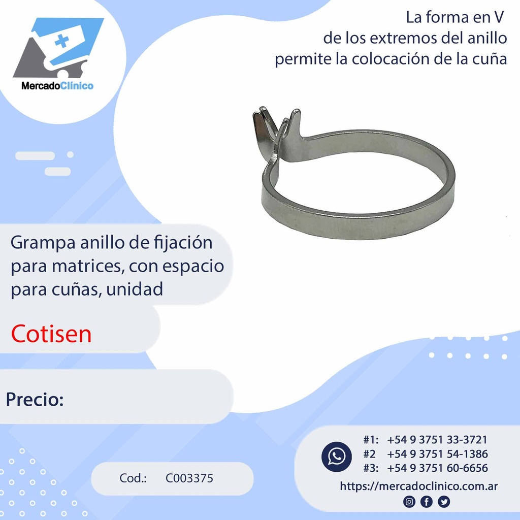 Grampa anillo de fijación para matrices, con espacio para cuñas, unidad - COTISEN