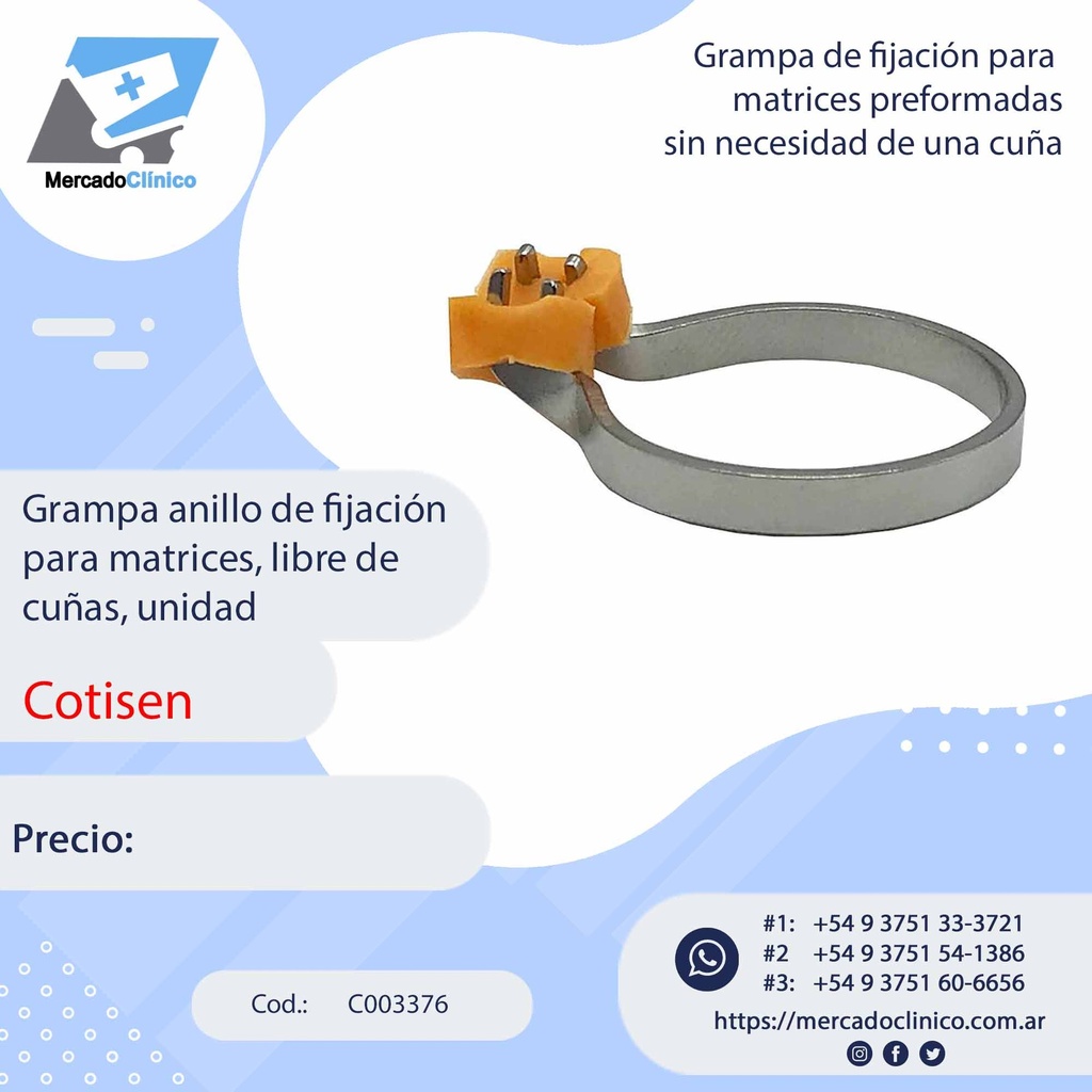 Grampa anillo de fijación de apertura de espacio para matrices, unidad - COTISEN