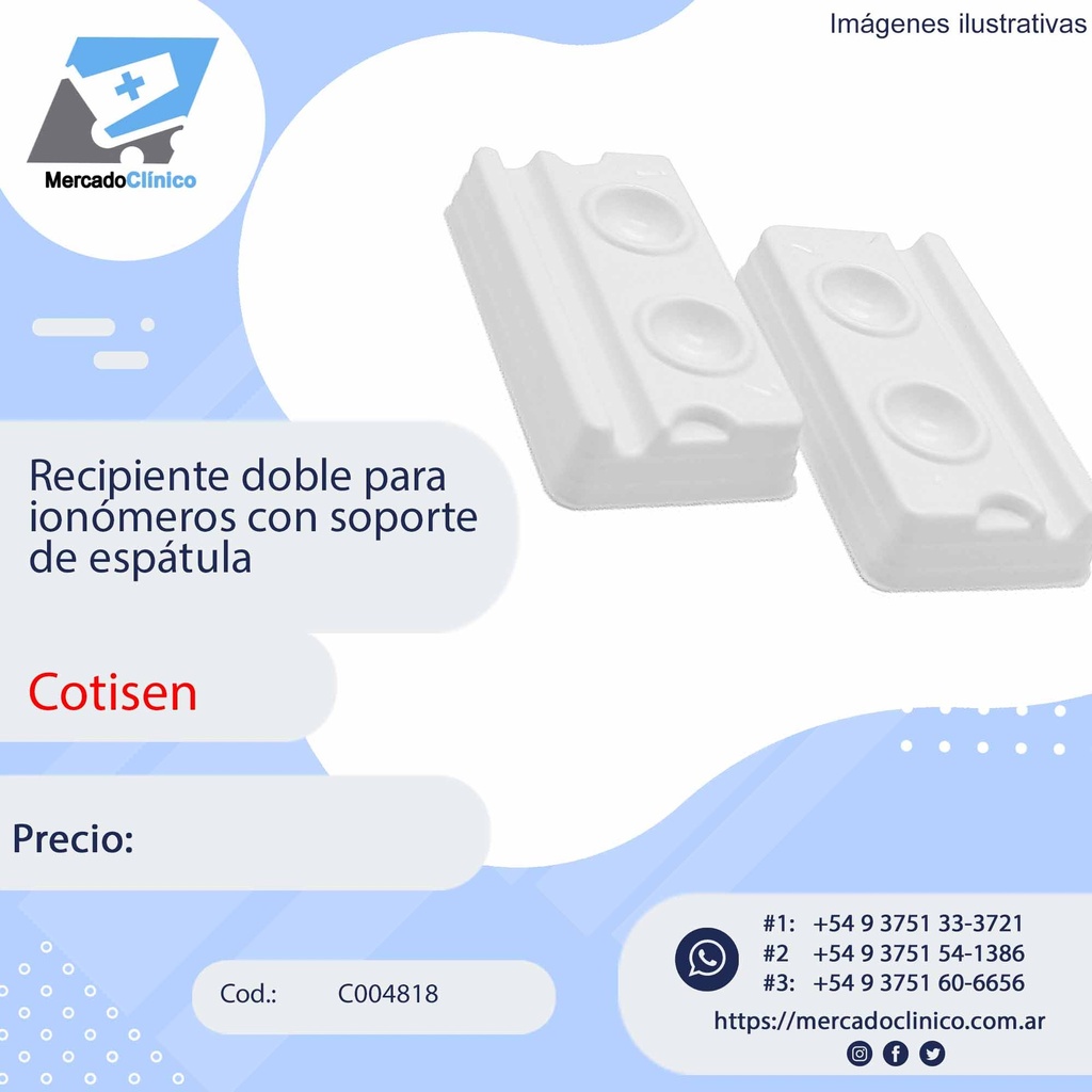 Recipiente doble para ionómeros con soporte de espátula - COTISEN