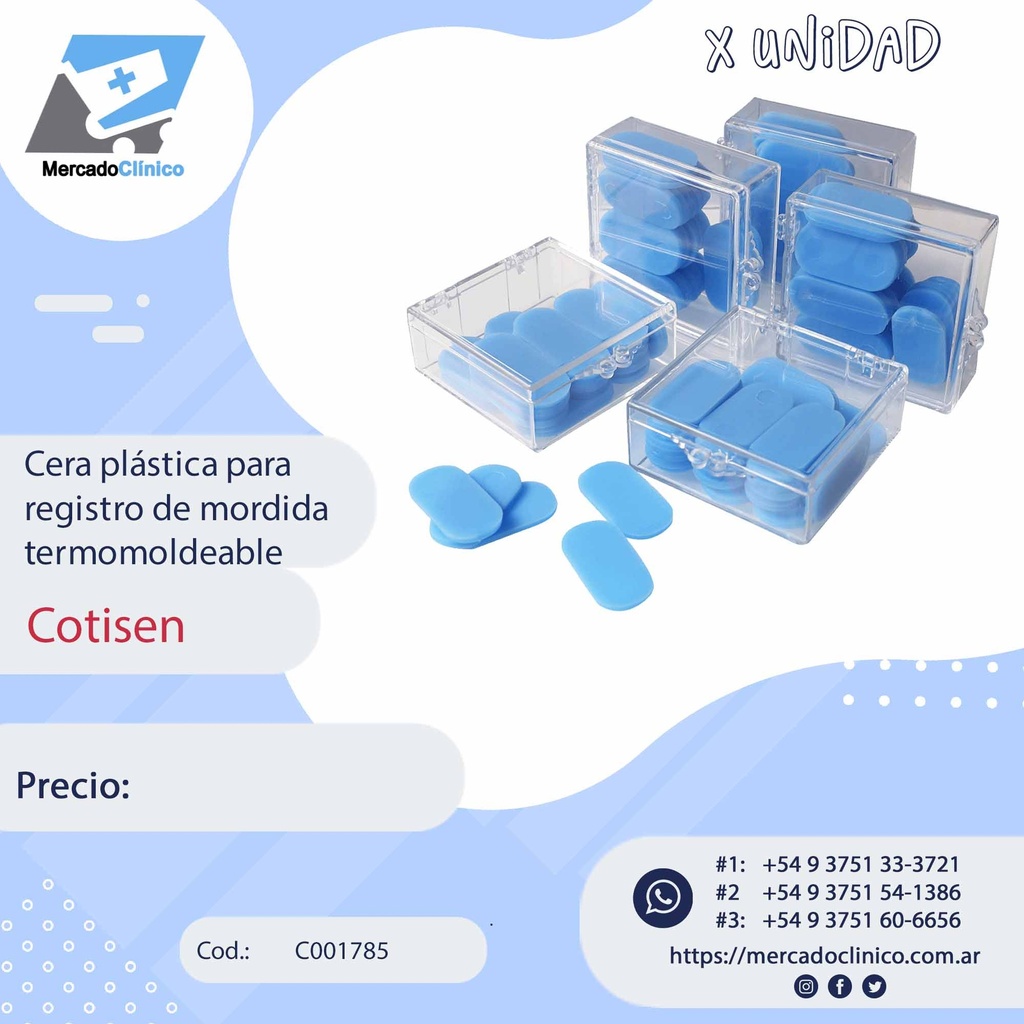 Cera plástica para registro de mordida, termo moldeable - COTISEN