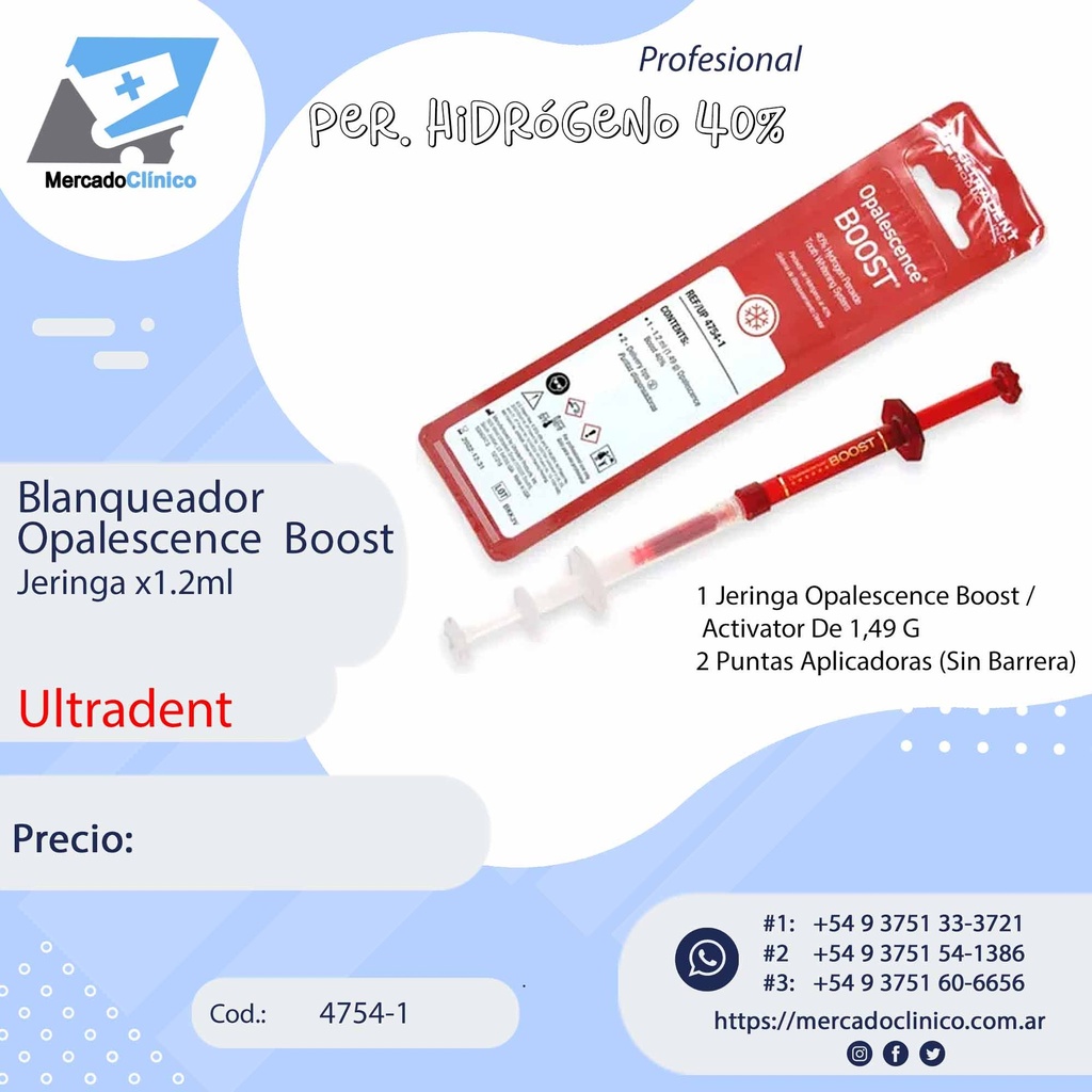 Blanqueador Opalescence  Boost Jeringa x1.2ml - Ultradent