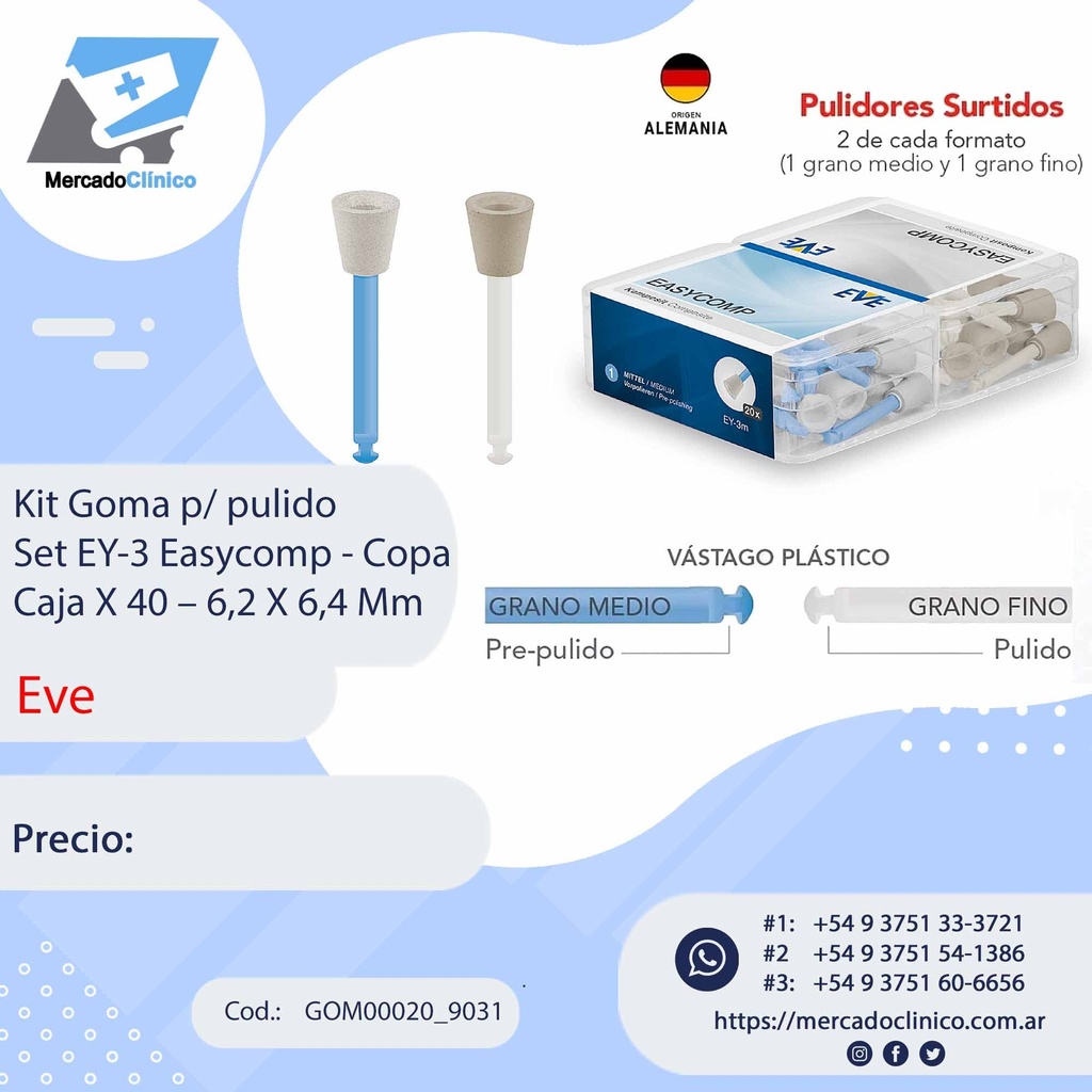 Kit goma para pulido - Set EY-3 - Copa - 40 unidades - Eve