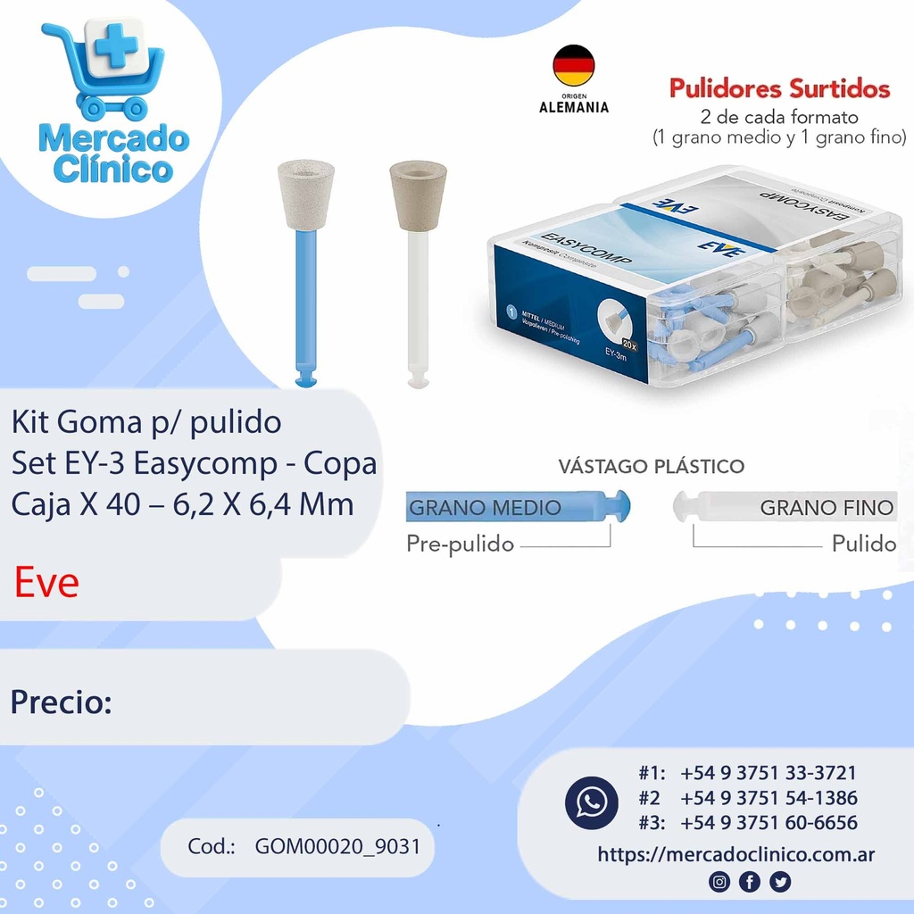 Kit goma para pulido - Set EY-3 - Copa - 40 unidades - Eve