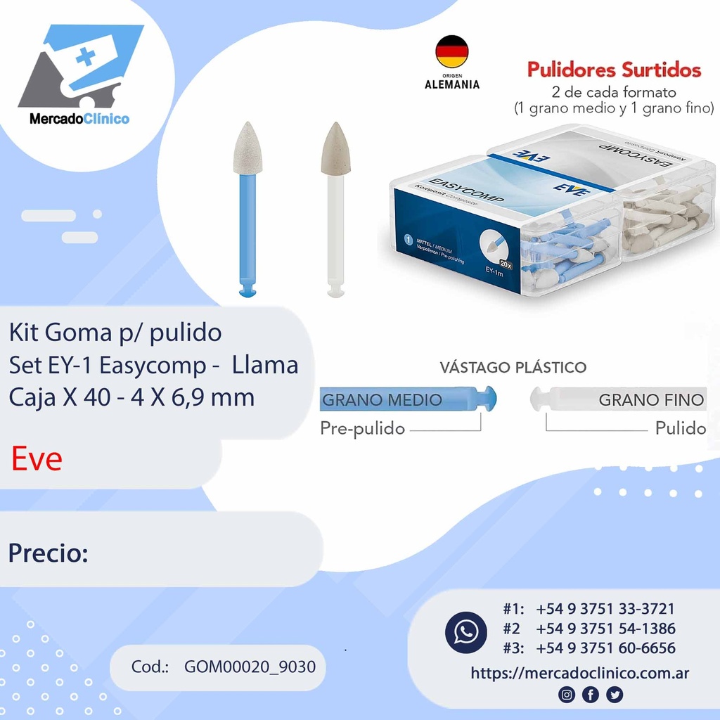 Kit goma para pulido - Set EY-10 - Llama -  40 unidades - Eve