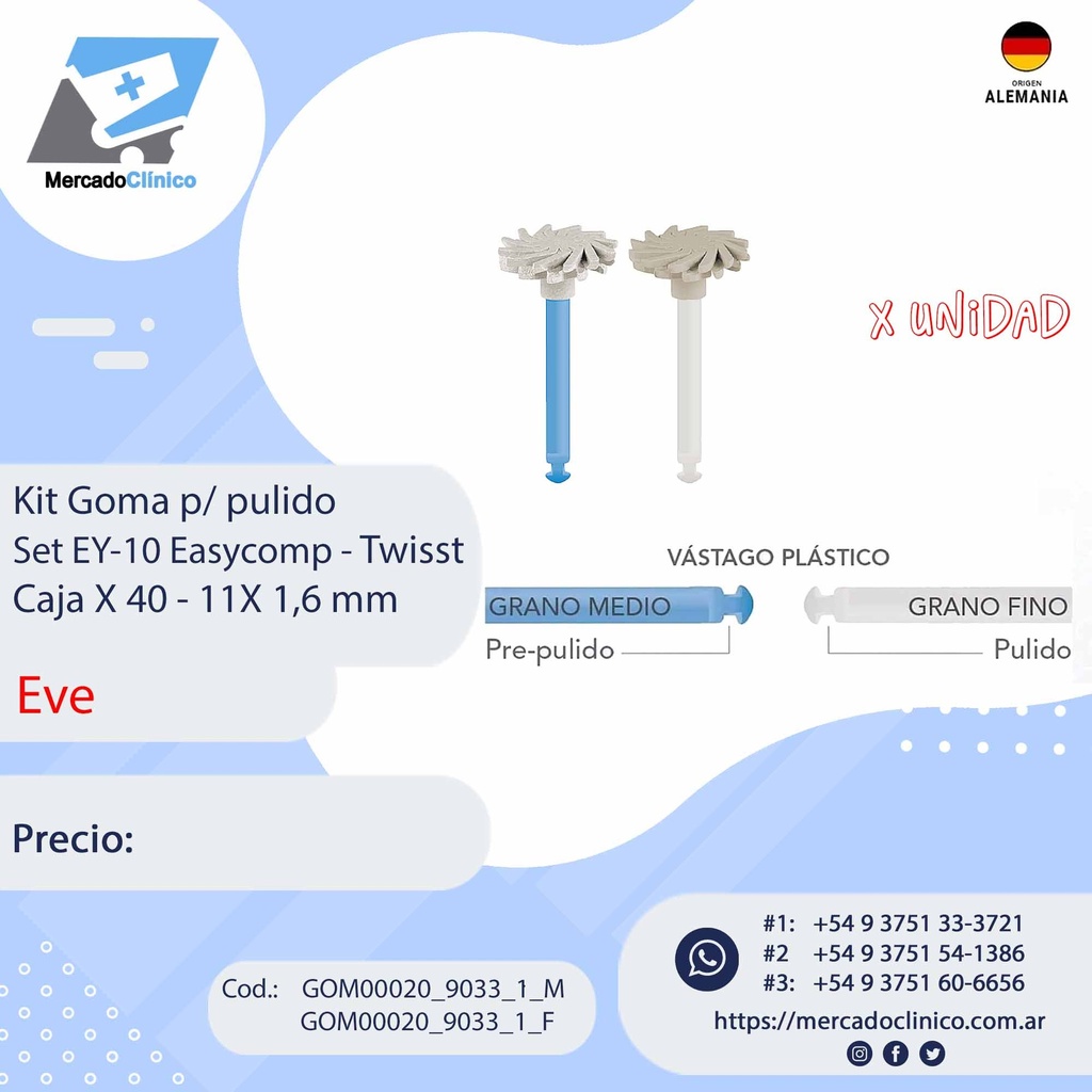 Gomas para pulido - Set EY-10 - Twisst - x unidad - Eve