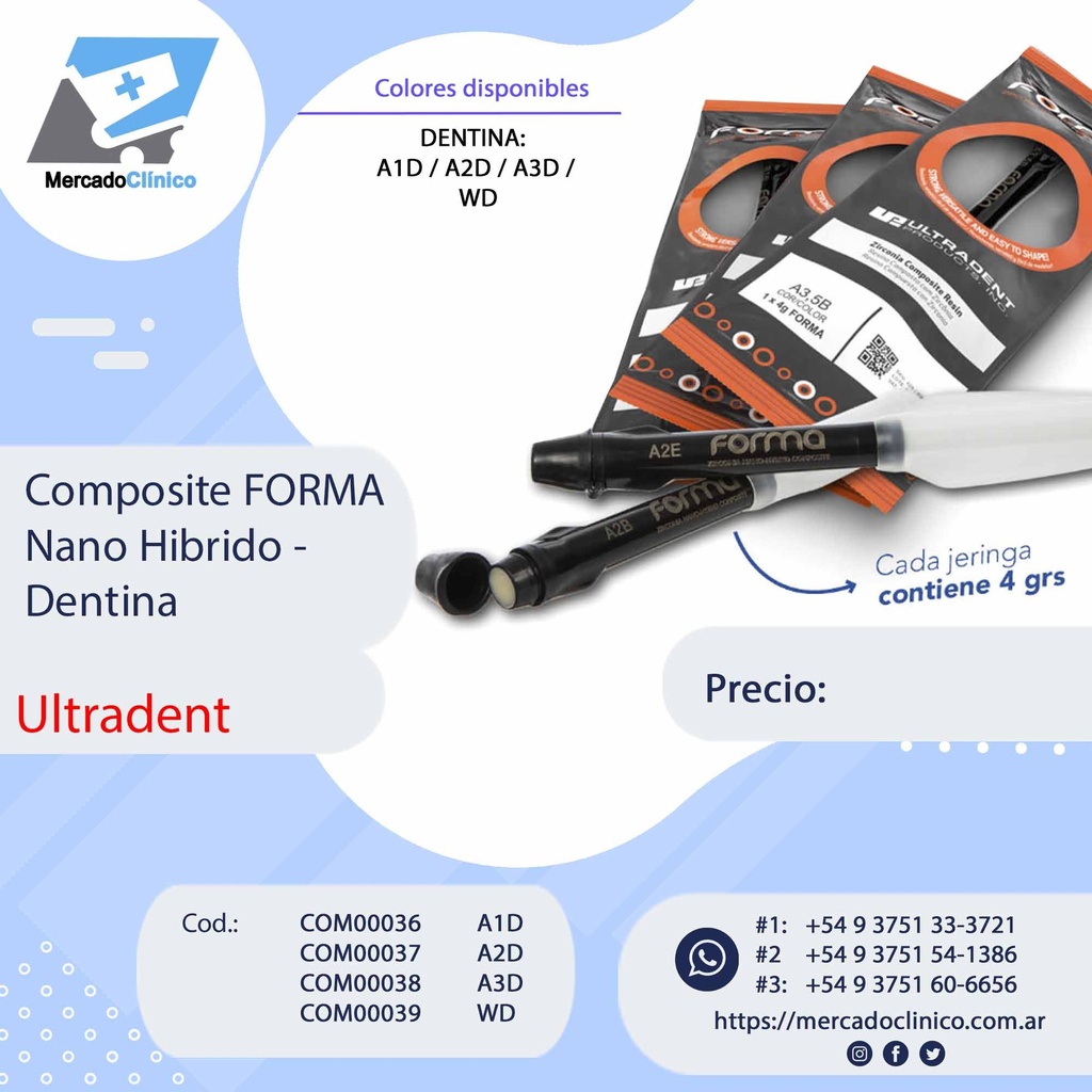 Composite / Resina -  FORMA  - DENTINA - Nano hibrida 4g - ULTRADENT