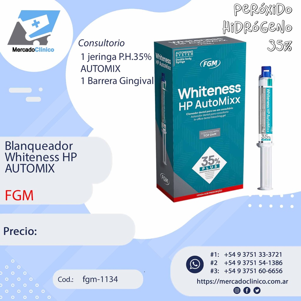 Blanqueador  Whiteness HP Automixx - Peróxido Hidrógeno 35% - FGM 